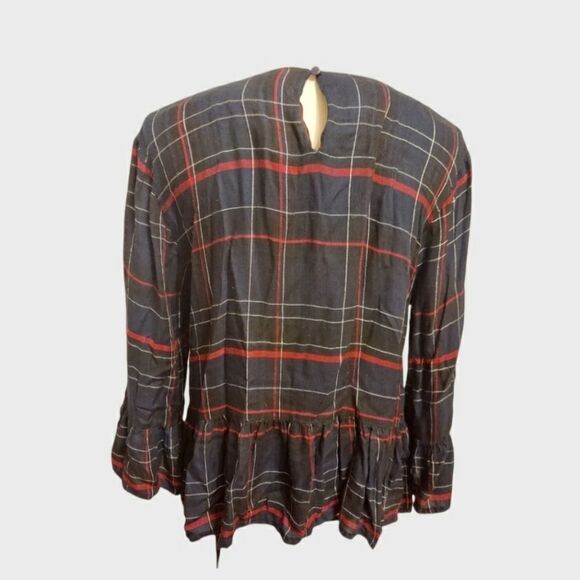 BLUE Plaid Mudpie Blouse Womens Size Medium - Picture 5 of 8